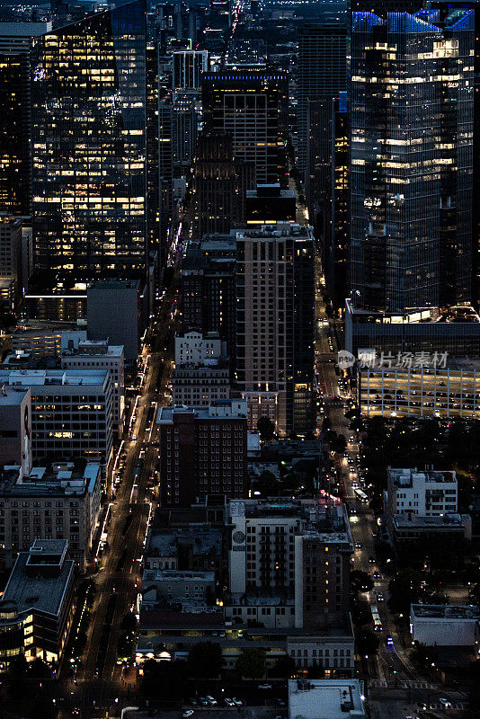 休斯顿市中心的夜景