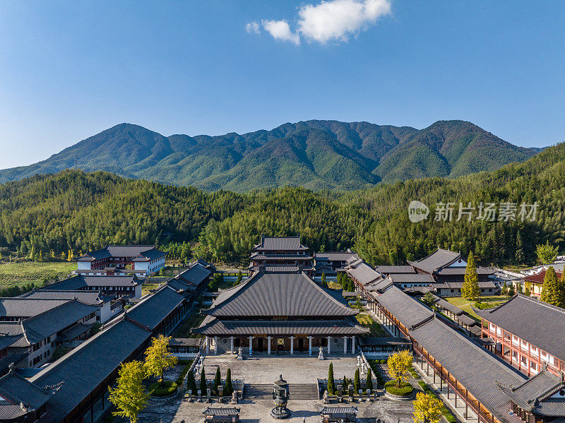 中国江西寺庙和古建筑的航空摄影