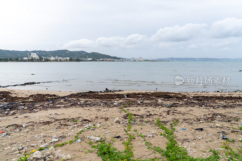 海滩上的各种塑料垃圾