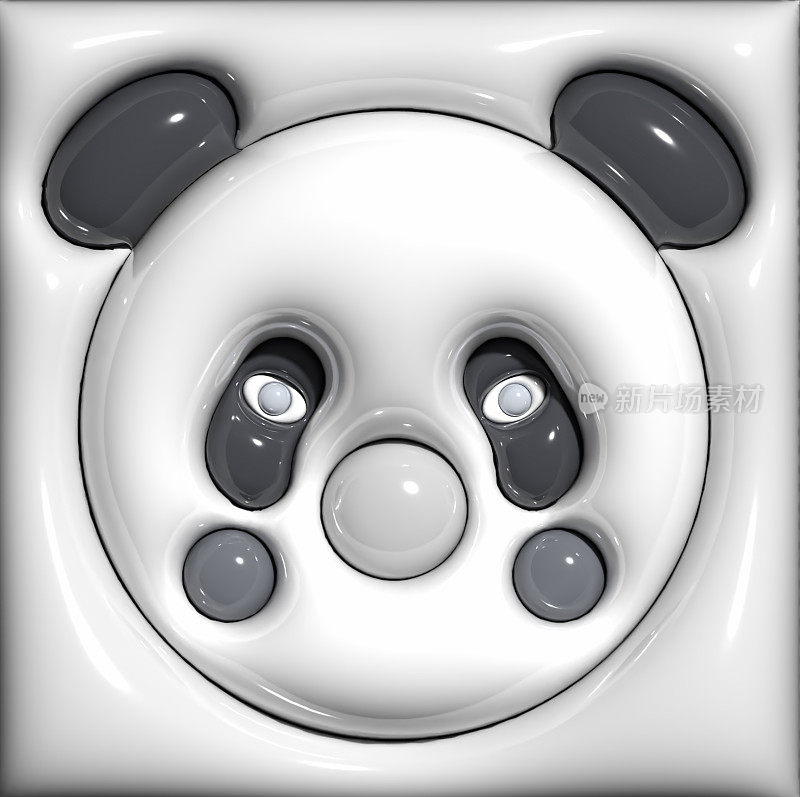 抽象可爱充气效果卡通熊猫图案3D背景
