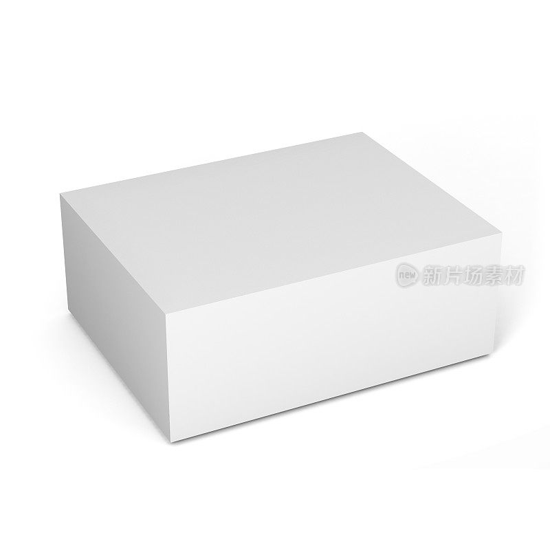白色空白纸板包装的3d盒子在白色背景模拟和模板设计。