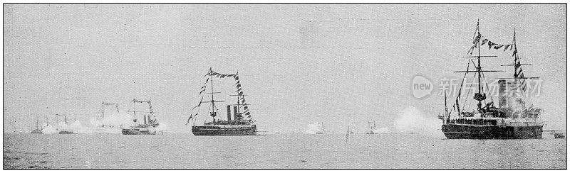 海军和陆军古董历史照片:海军评论Spithead