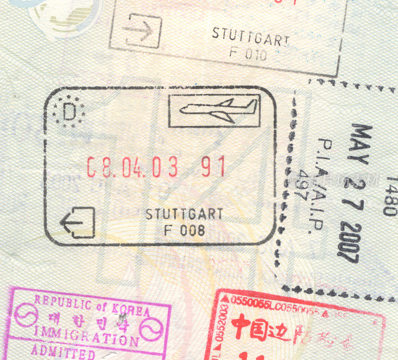 护照邮票斯图加特