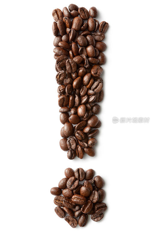咖啡:在白色背景上分离的烘培咖啡豆