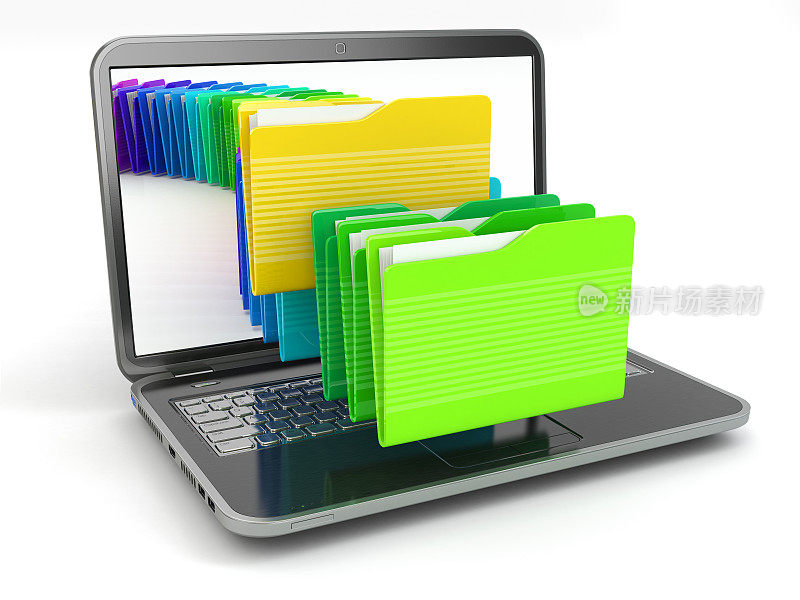 文件夹中的笔记本电脑和计算机文件。