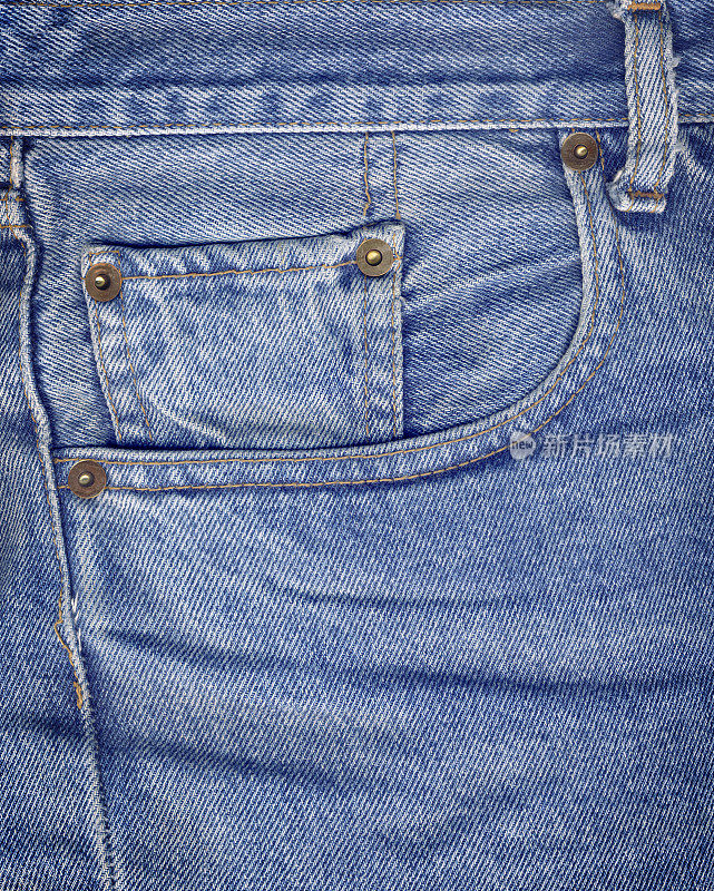 高分辨率蓝色牛仔裤子细节