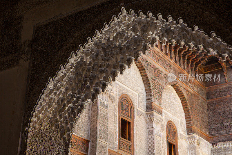 摩洛哥al-Qarawiyyin大学清真寺细节。
