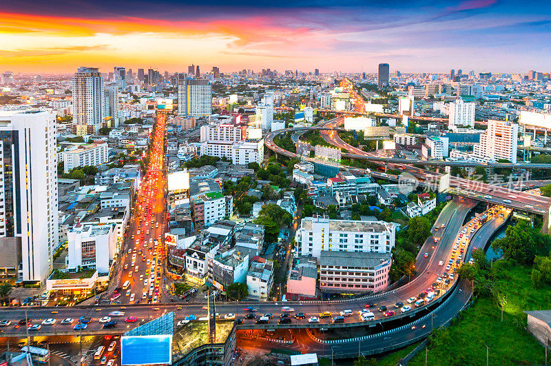 泰国曼谷的城市景观全景