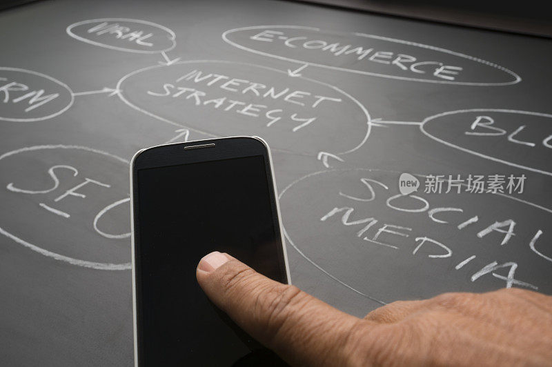 带图表的移动营销概念