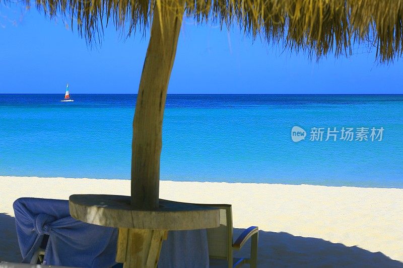 绿松石海滩，游艇，帕拉帕-阿鲁巴，加勒比热带天堂