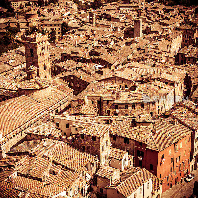 托斯卡纳锡耶纳的意大利老城的屋顶