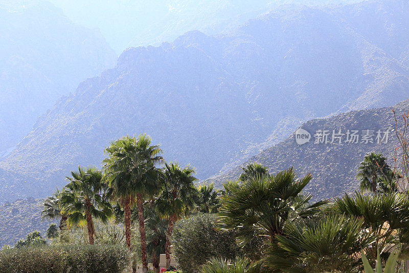 奢华和郁郁葱葱的花园与崎岖的山区地形形成对比