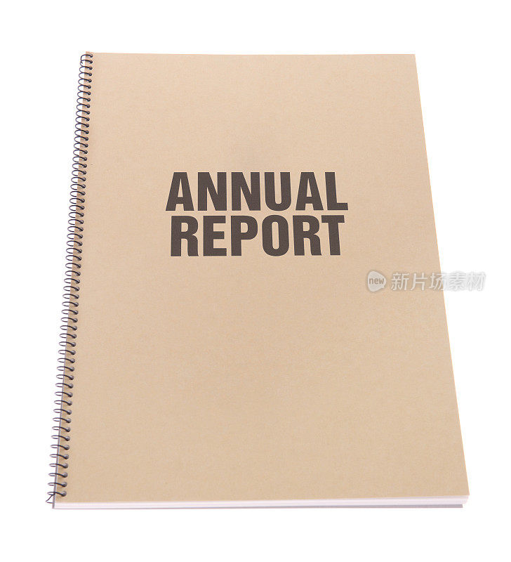 年度报告-装订文书工作书在白色的背景