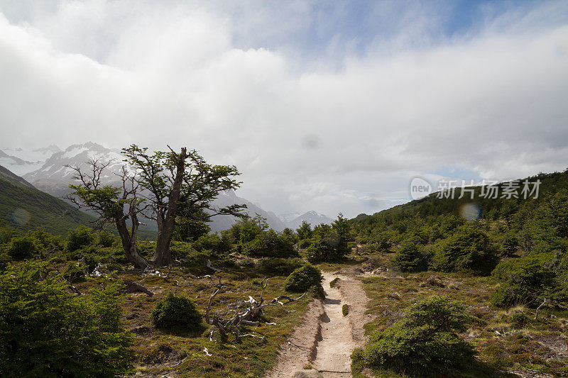 南美阿根廷巴塔哥尼亚的巴塔哥尼亚安第斯山脉徒步旅行