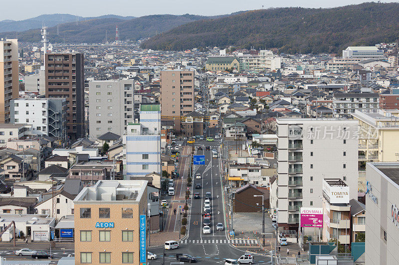 日本冈山的城市景观