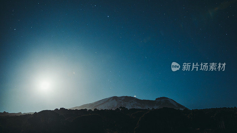 乞力马扎罗山雪峰星空美景