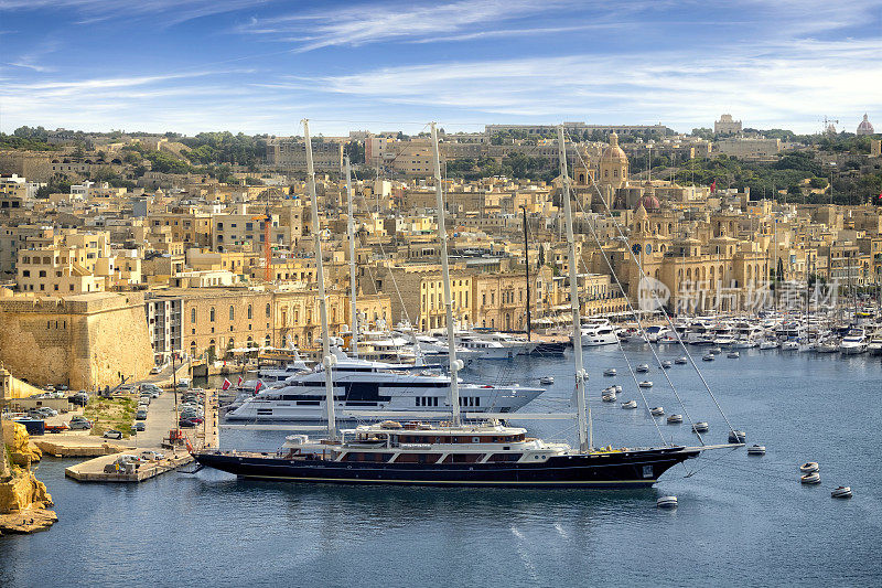 马耳他-地中海旅游目的地，圣安杰洛堡在Birgu，三个城市之一的大港地区