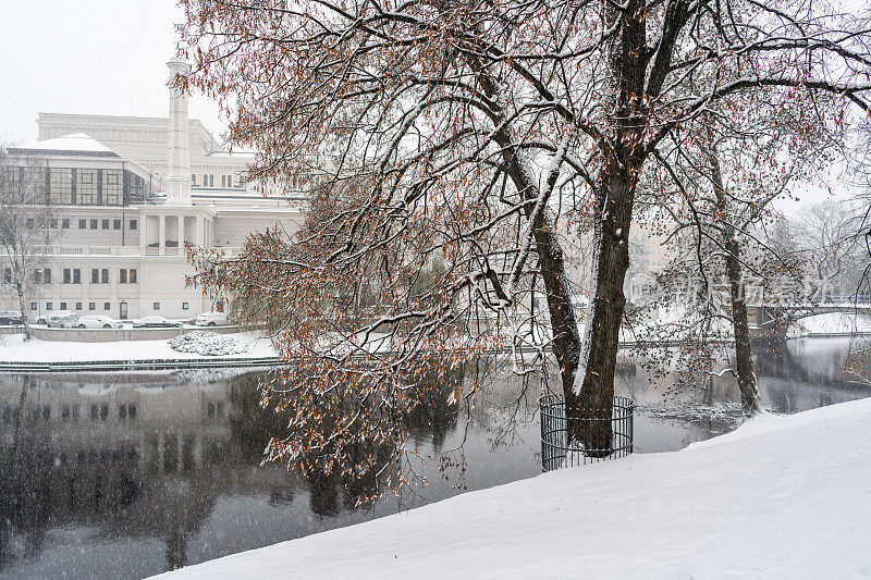 拉脱维亚里加冰雪公园的冬季景观