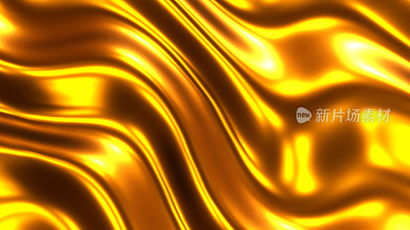金色金属波纹，光泽金光泽金属波纹状液体纹理