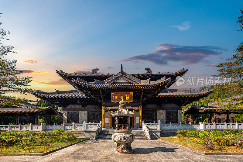 中国江西寺庙和古建筑的航空摄影