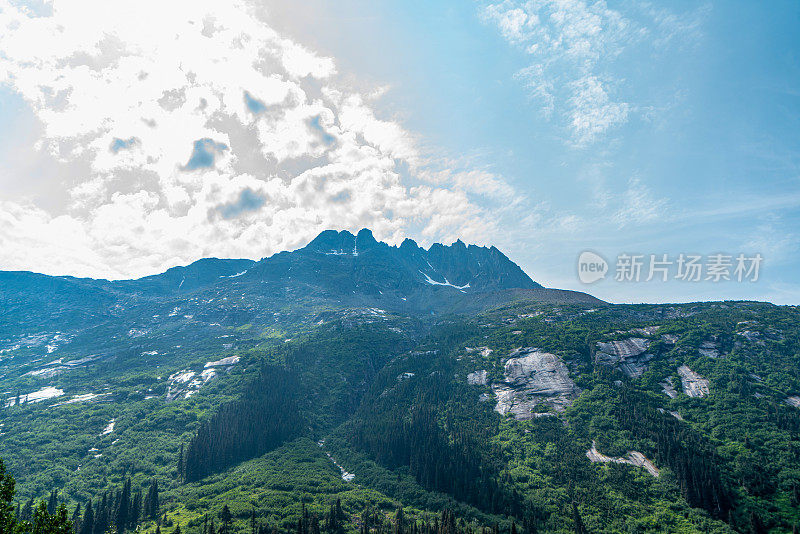 美国阿拉斯加州怀特山口山顶游览列车。