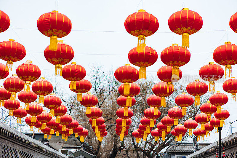 北京南锣鼓巷的中国灯笼