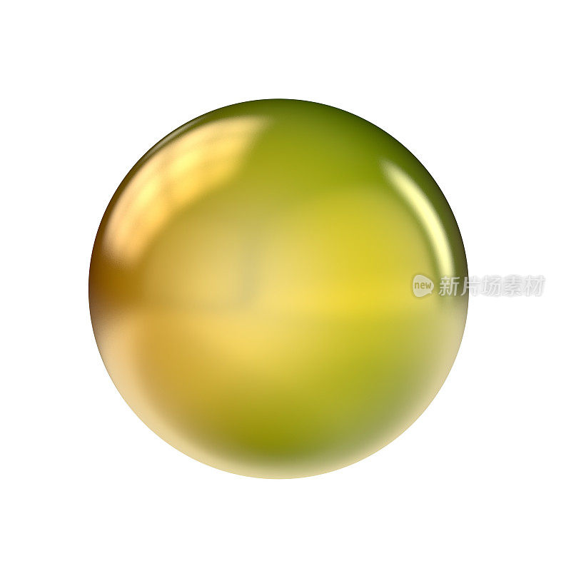 圆形的金色闪亮的球体按钮