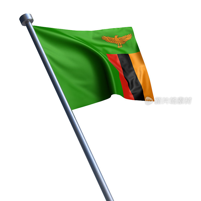 赞比亚国旗孤立在白色