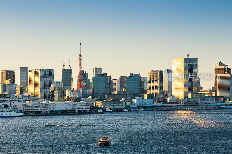 东京，日本，东京塔的天际线