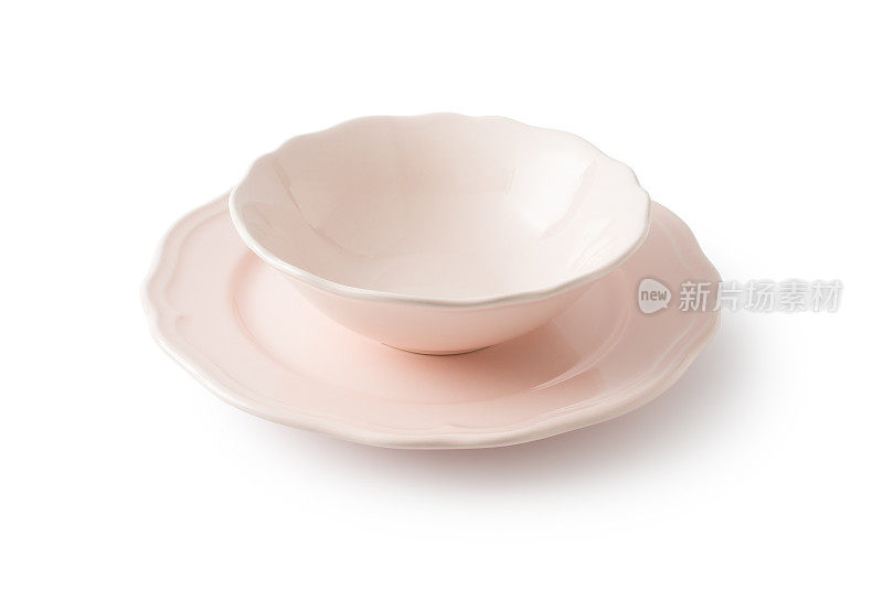 用盘子清空粉色陶瓷碗