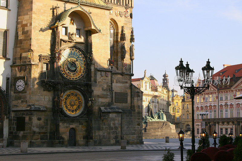 布拉格温塞斯拉斯广场和天文钟城市景观，中世纪哥特式和巴洛克城市，捷克共和国