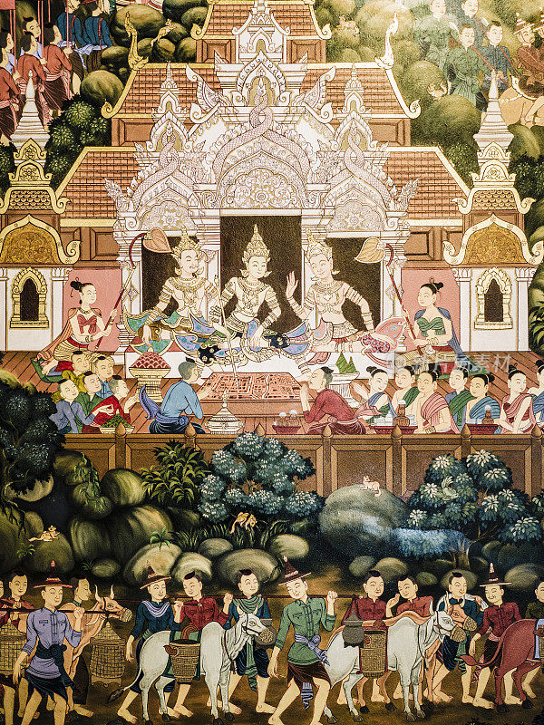 泰国清迈市石柱神社内的古代绘画