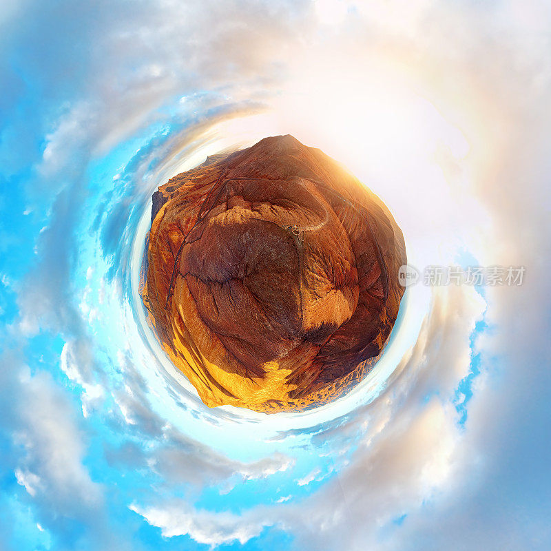 加那利群岛富埃特文图拉沙漠景观的小星球全景图