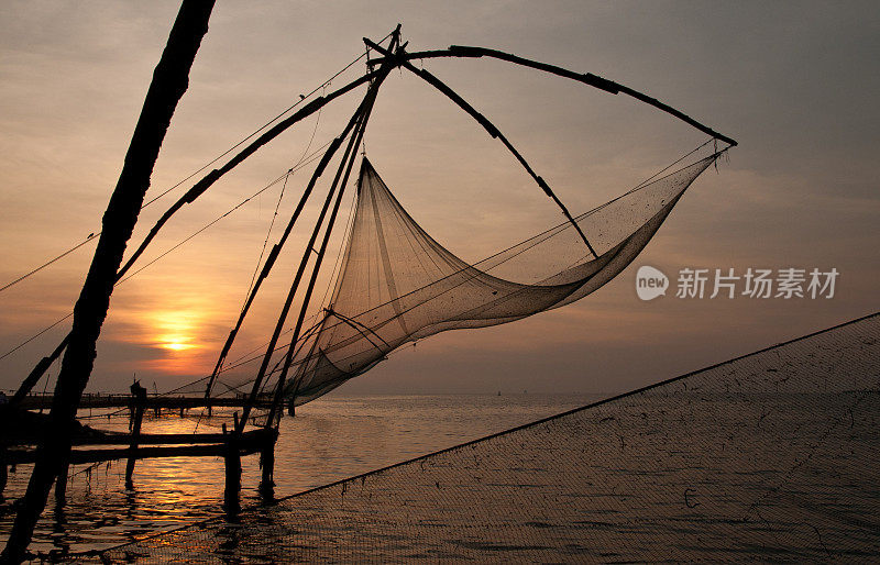 印度科钦喀拉拉邦的渔网