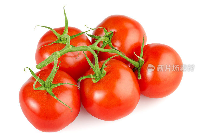 白色背景上孤立的红色番茄