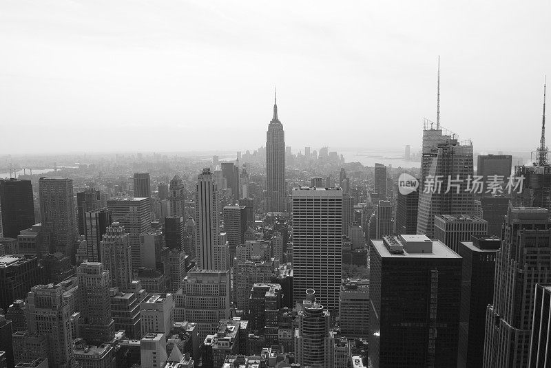 曼哈顿中城，纽约市，黑与白