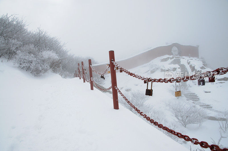 泰山在雪中