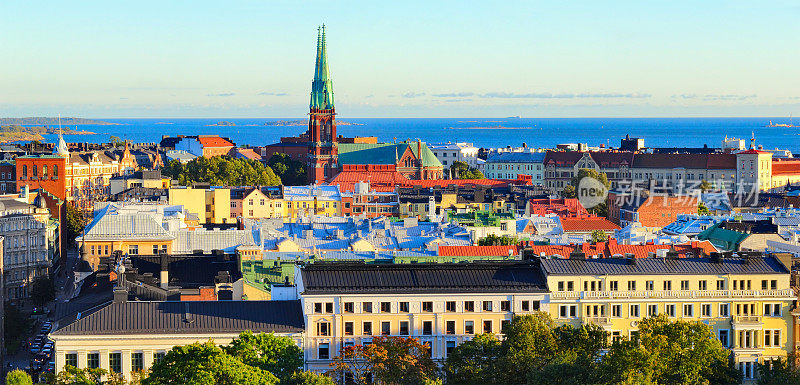 赫尔辛基市中心全景图，芬兰和波罗的海