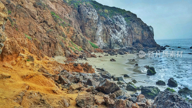 海盗湾，岬杜梅马里布海滩悬崖，太平洋海岸，加利福尼亚