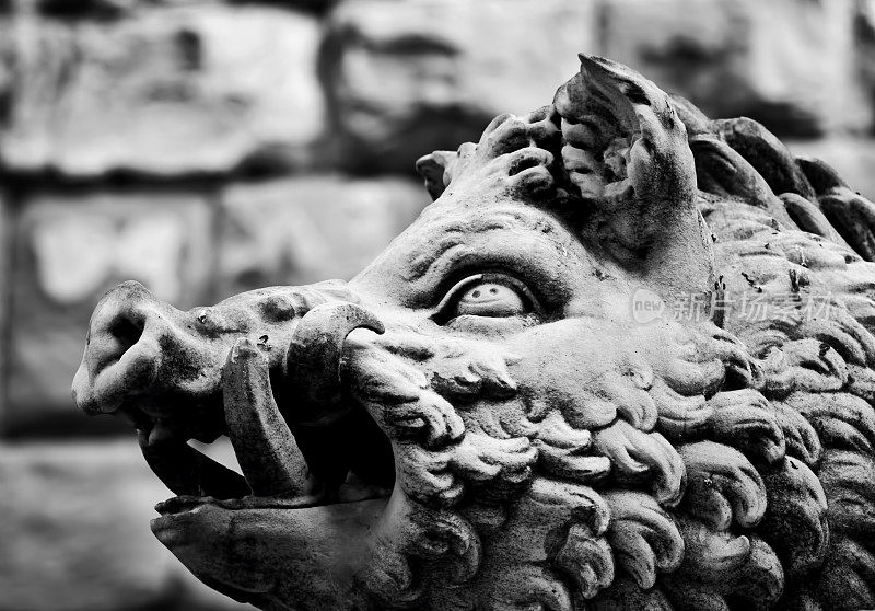 意大利佛罗伦萨古代风格的野猪雕塑。
