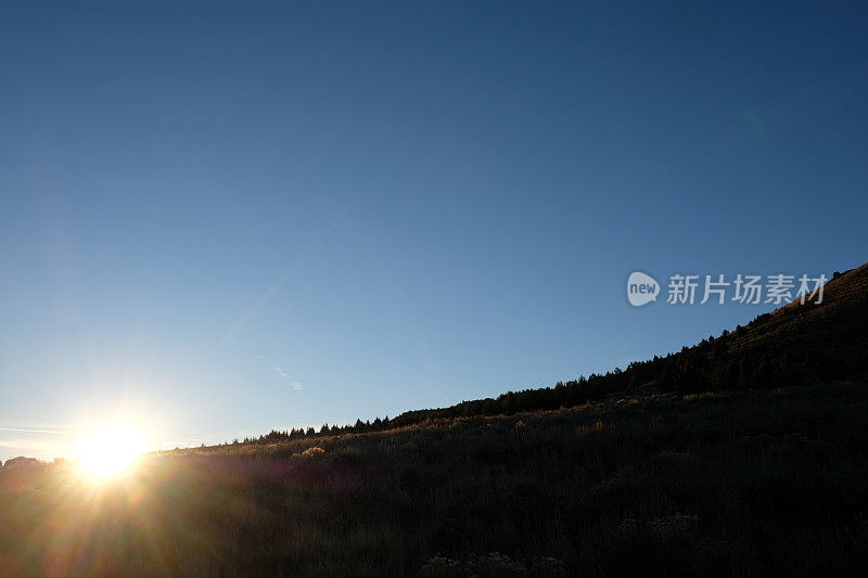 沙漠山坡上的日出