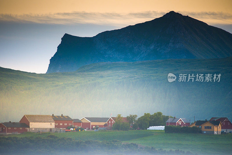 挪威罗浮敦群岛全景，日落美景