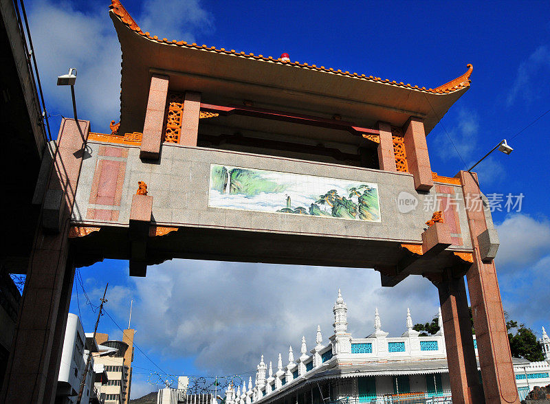 毛里求斯路易斯港的唐人街拱门