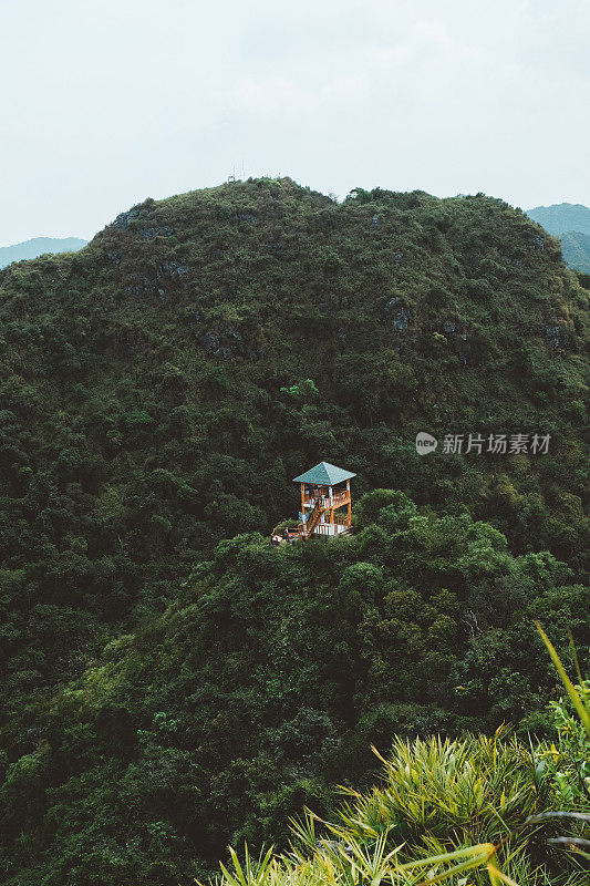 孤独的建筑，隐藏在越南吉巴岛的丛林中