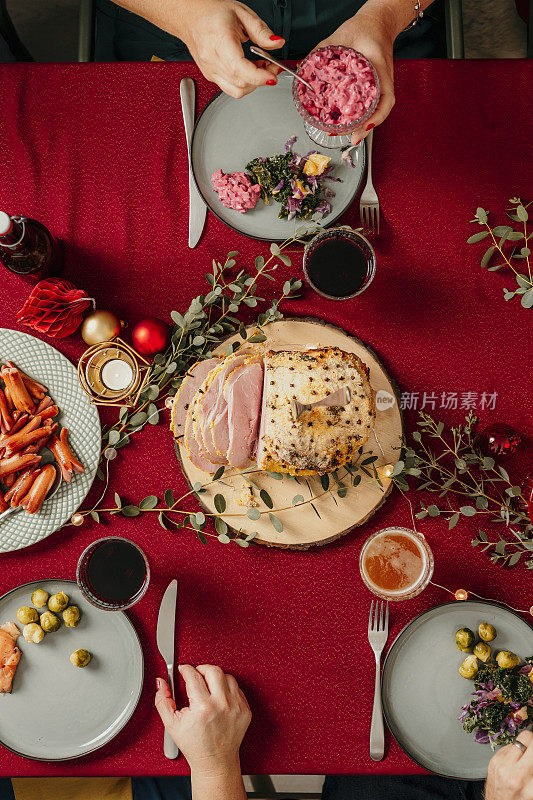 典型的瑞典斯堪的纳维亚圣诞食物smörgåsbord