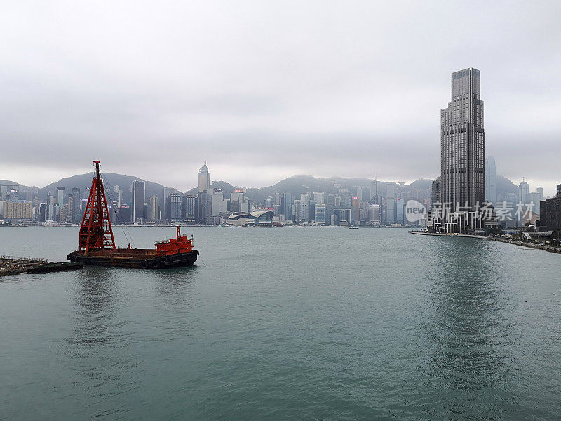 红磡海滨长廊眺望香港天际线