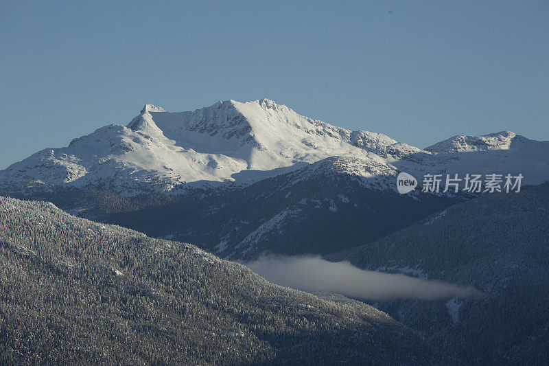 冬季，BC州惠斯勒附近的山景。