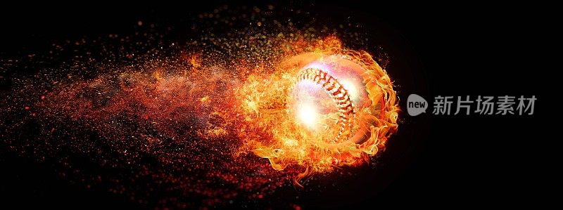 燃烧的火焰棒球的3D插图