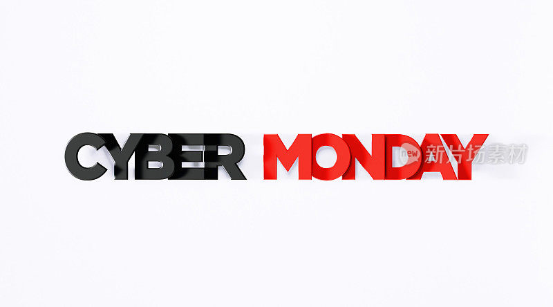 网络星期一概念-红色和黑色的字母写网络星期一在白色的背景