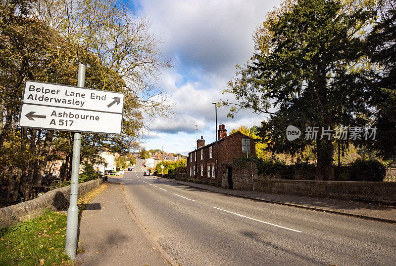 英格兰德比郡琥珀谷区的贝尔帕巷尽头路标